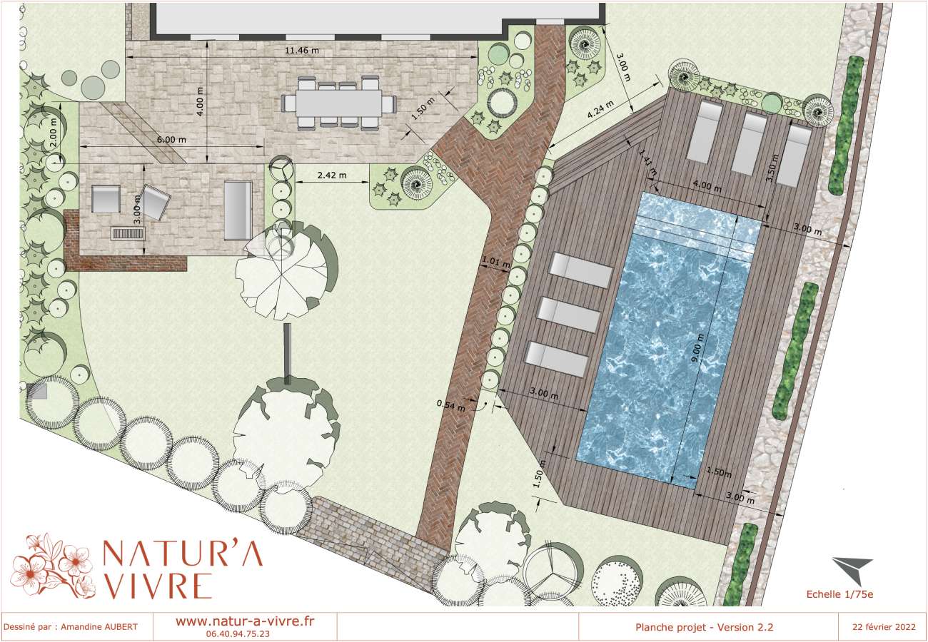 Plan aménagement jardin et piscine - Natur'a Vivre aménagement paysager