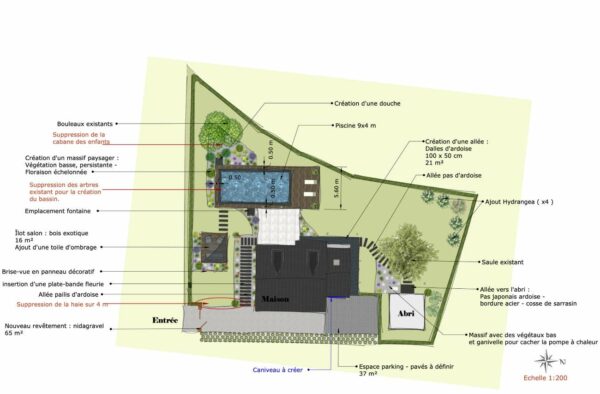 Plan après aménagement du jardin - Natur'a Vivre aménagement paysager